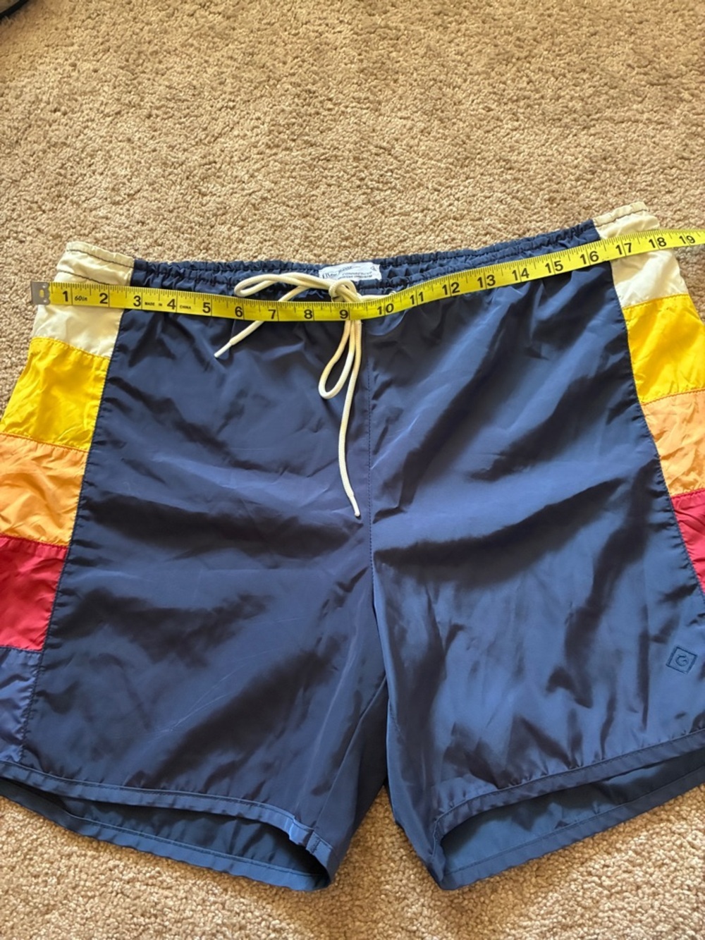 Free Fly New Haven Board Shorts Navy Blue Rainbow Stripe Size M - Picture 6 of 6